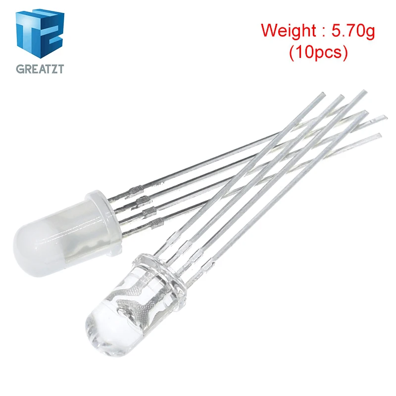 100pcs 5mm RGB LED Common Cathode / Common Anode Tri-Color Emitting Diodes f5 RGB Diffused / Transparent Highlight