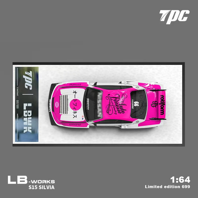 PreSale TPC 1:64 LBWK Silvia S15 LB Super Silhouette Openable Hood Pink Diecast Diorama Car Model Collection TimeMicro