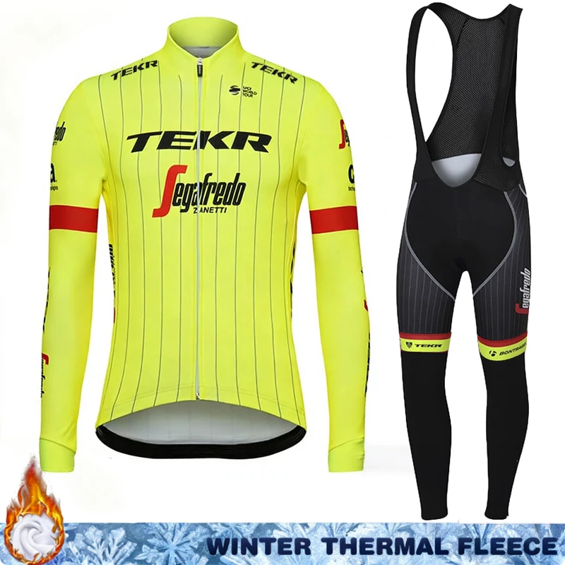 بدلة ركوب الدراجات للرجال بأكمام طويلة من الجيرسيه الحراري TEKR زي رجل ملابس صوف حراري 2026 طقم ملابس ركوب الدراجات الشتوية مريلة رجالي