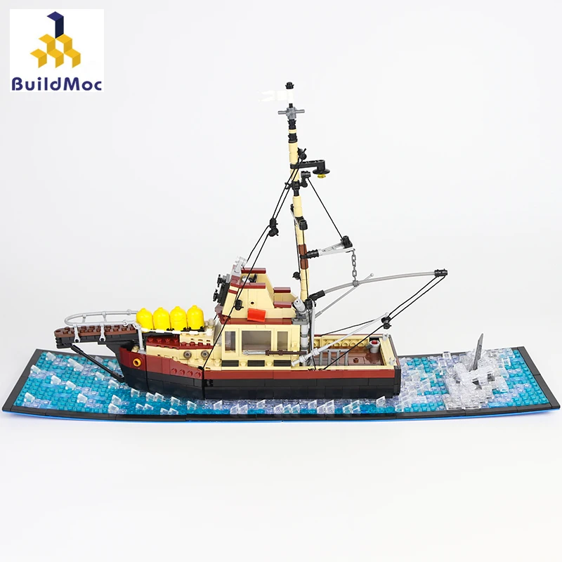 MOC-38659 The Orca Jaws Ship Model Building Blocks 1232PCS fai da te assemblare modello di barca regalo classico in mattoni per giocattoli per