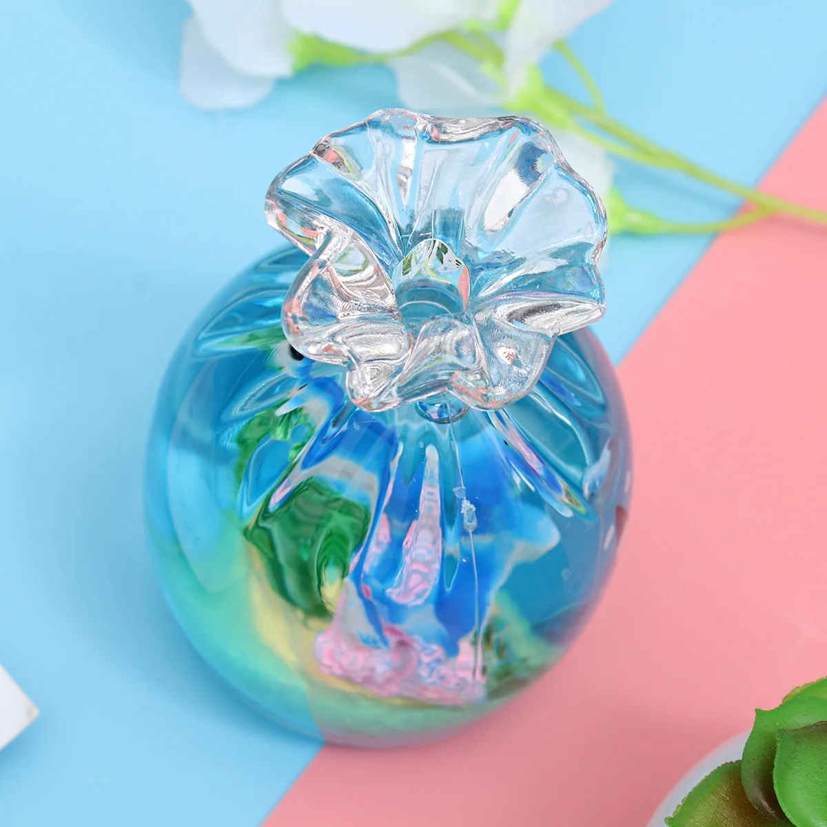 

Mediterranean Style Liquid Hourglass Pen Container Bright Colored Bubble Motion Timer Acrylic Desk Decor Home Ornament Gift