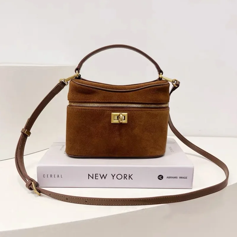 

Fashion Retro Frosted Cosmetic Bag Women's Luxury Leather Zipper Lunch Box Handbag Designer Thin Strap Phone Coin Crossbody Bag