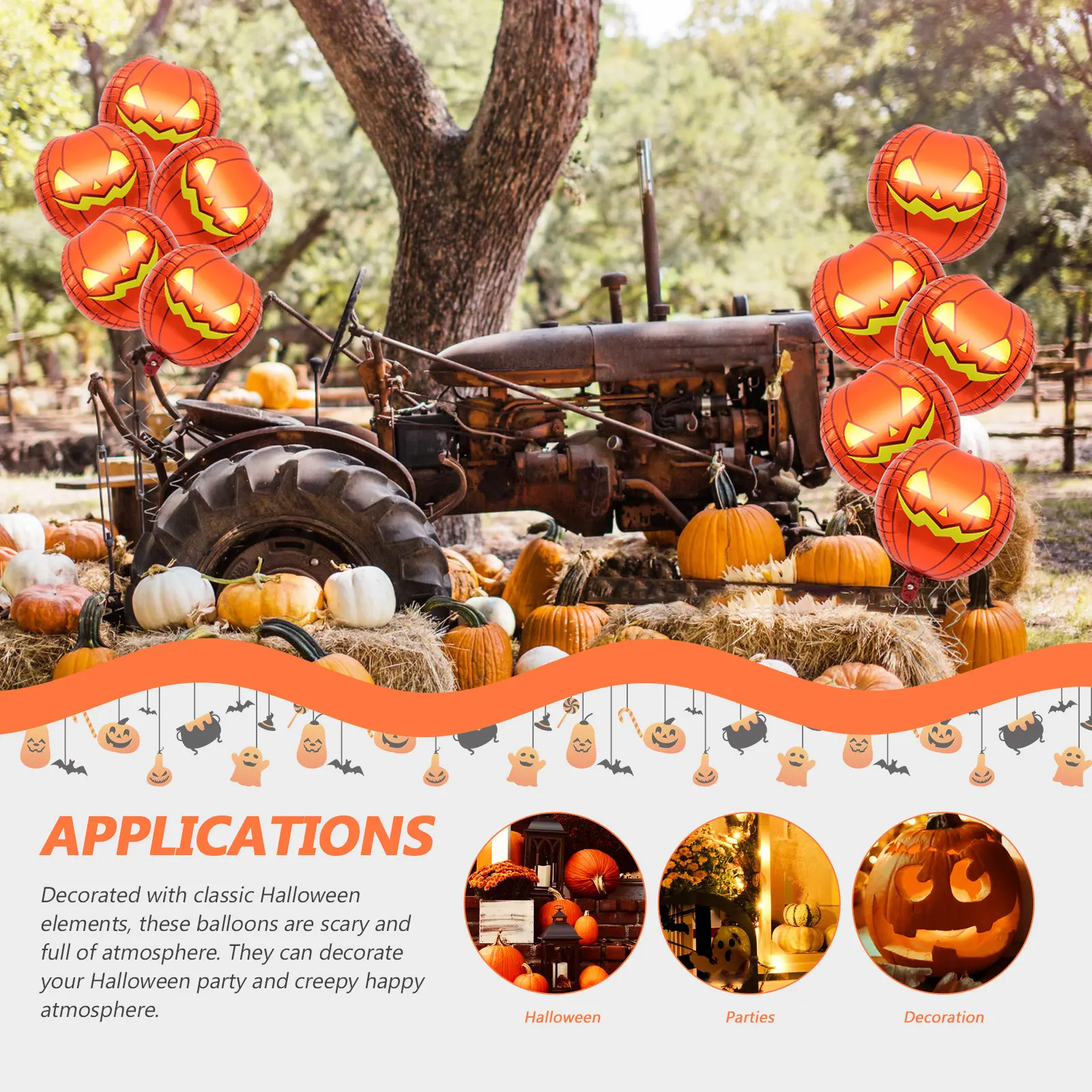 10Pcs Inflatable Pumpkin Balloons Halloween Party Decorations Spooky Festive Props for Haunted Decorative