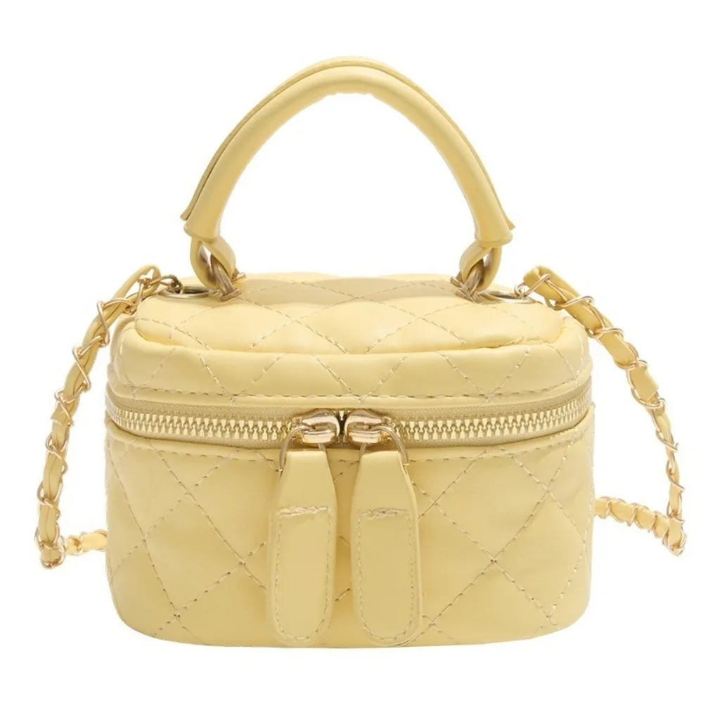 

Mini Diamond Quilted Leather Bucket Bag Multi-Color Checkered Pattern Plaid Chain Bag with Gold Chain Shoulder Strap