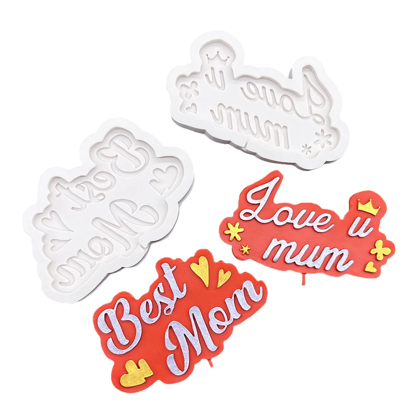 Best Mom Love Mum Mother's Day Silicone Sugarcraft Mold Chocolate Cupcake Baking Fondant Cake Decorating Tools