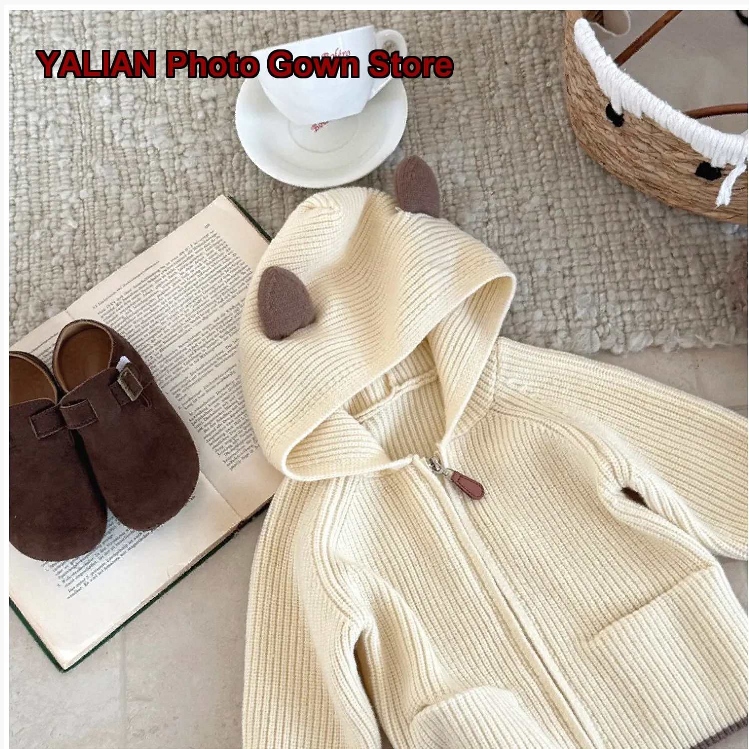 Girls Hooded Knit Cardigan Boys Kids Autumn Zip Up Stylish Outerwear
