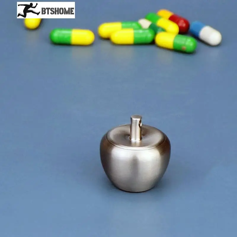 

Алюминиевый контейнер для таблеток в форме яблока, нежный герметичный органайзер для лекарств, коробка, брелок, уличный Карманный водонепроницаемый контейнер для таблеток