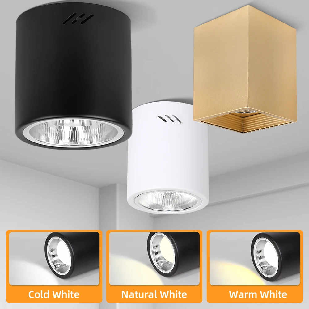 Downlight Round Square Lights 3 Colour Change Spotlight Home-Appliance Decor Indoor Ceiling Lamps Room Fixtures Bedroom Decor