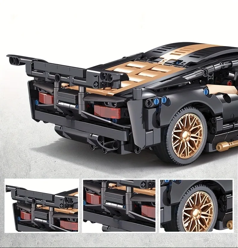 테크니컬 레이싱 스포츠카 모델 블록 테크닉 어른용 1:14 DIY 슈퍼카 브릭 퍼즐 장난감 어린이 어른 선물（1280+조각）