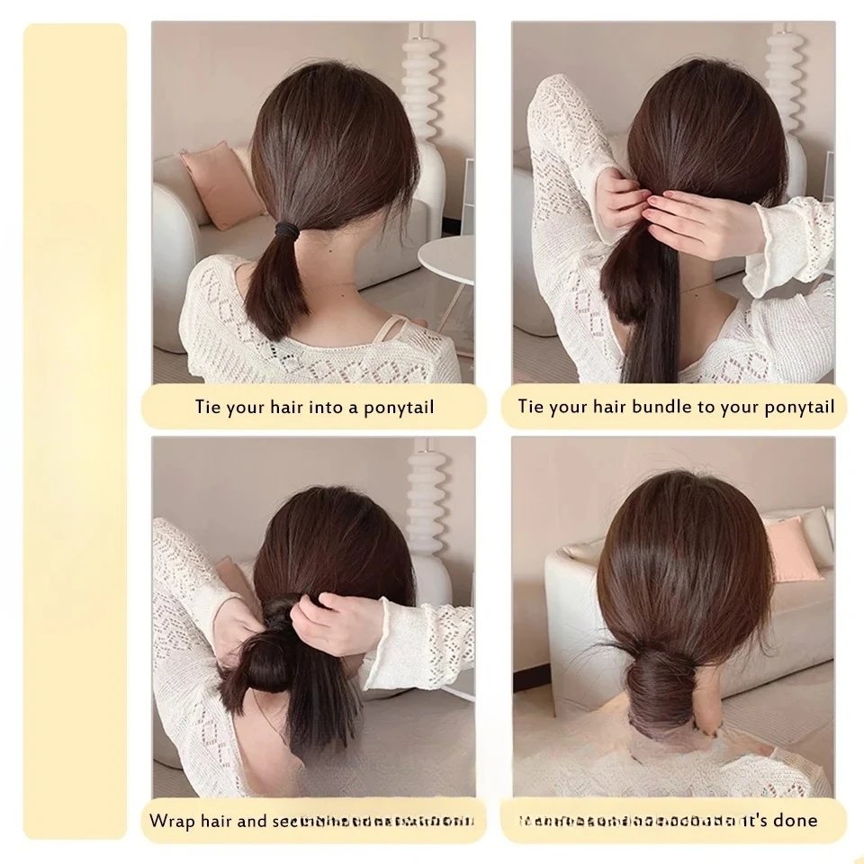 كعكة الشعر الاصطناعية مجعد مستقيم الشعر فوضوي كعكة Scrunchies أوبدو العصابات الشعر شريط مرن قطع الشعر للنساء حجم هامش 2026 #6