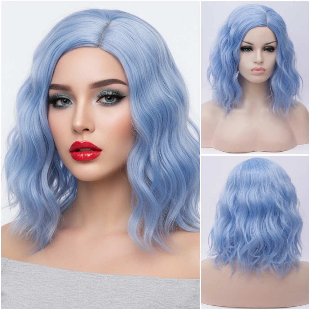 

GAKA Women Short Natural Wave Cosplay Wig Synthetic Hair Red for Girl High Temperature Fiber Free Hair Cap