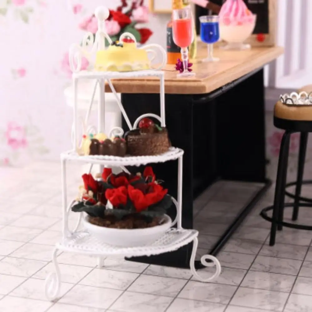 Tripod Model Dollhouse Iron Rack Flower Stand Display Shelf Miniature Storage Rack Metal Ornament Simulation Wrought Iron