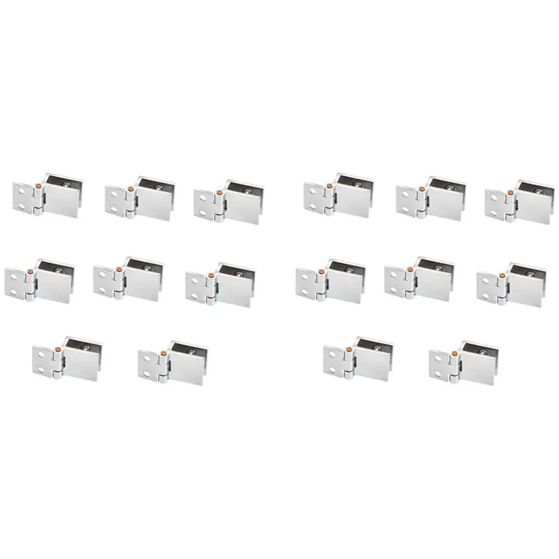 AB11-Set Of 16 Glass Door Hinges, 5Mm-8Mm Adjustable Rectangle Clamp Single Clip For Cabinet Cupboard Glass Door Hinges