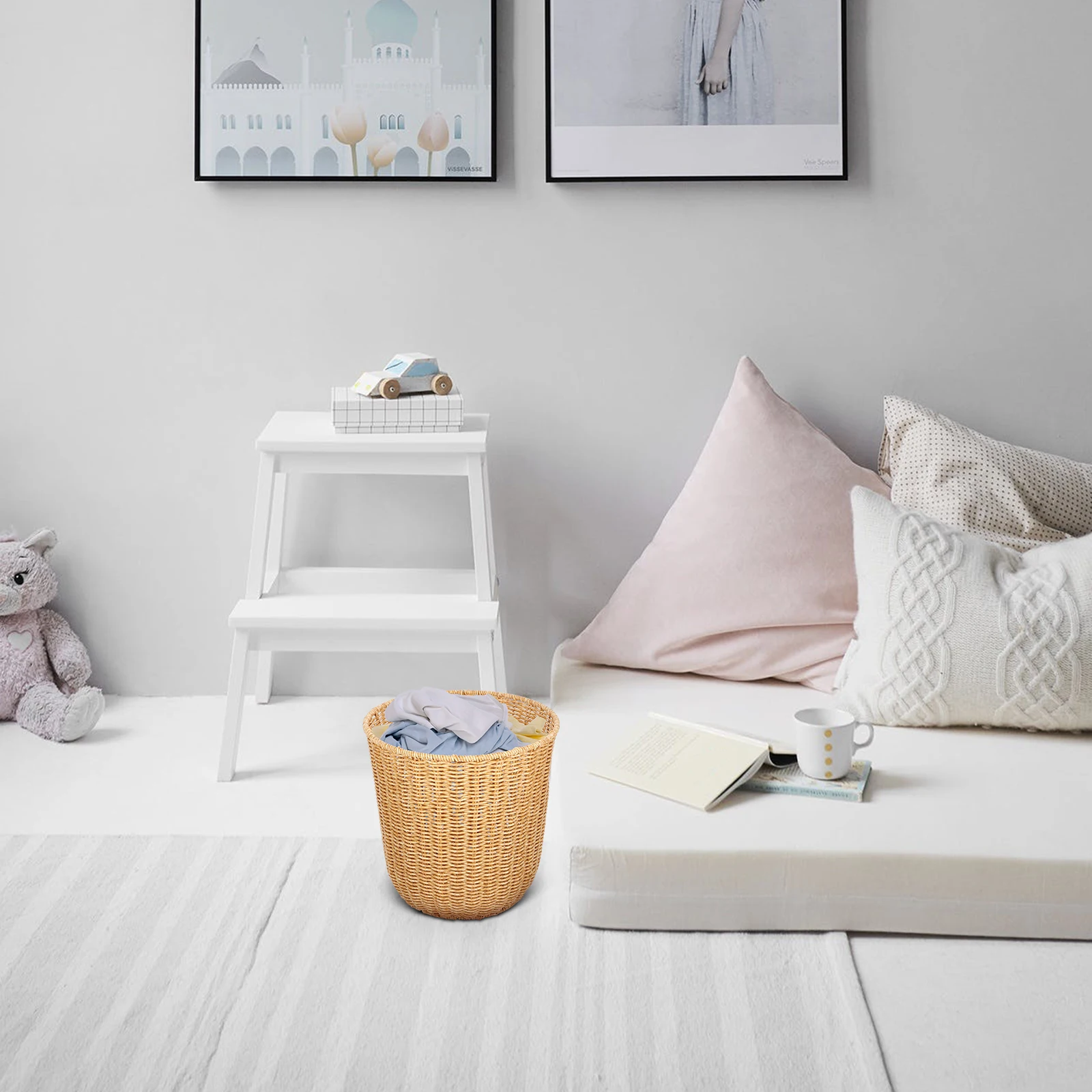 

Natural Woven Storage Basket Large Capacity Portable Decorative Basket For Home Desktop Bathroom Storage Organizer Bin Container