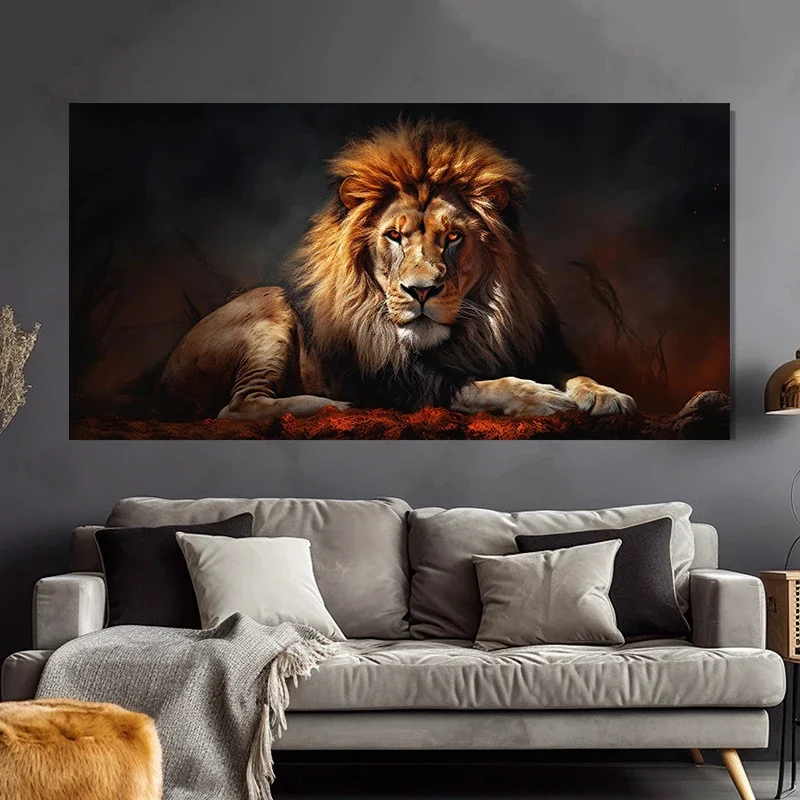 Impressive Lion Wildlife Animal Office Poster and Prints Canvas Painting Wall Art Pictures Home Decor Cuadros