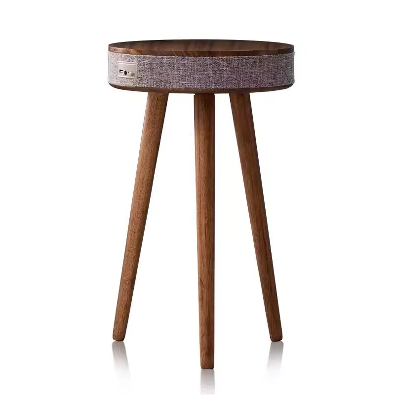

Smart Round Tea Table with Bluetooth Speaker Living Room Corner Table with Wireless Charging Portable Multi-Function Side Table