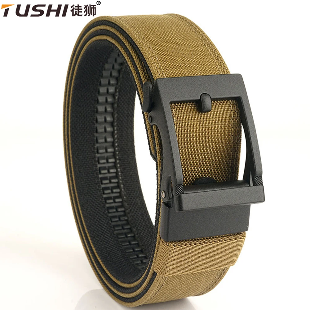 

TUSHI Army Style Combat Belt Quick Release Gun Hanging Tactical Belt Fashion Black Men's Canvas Military Belt Outdoor Hunting