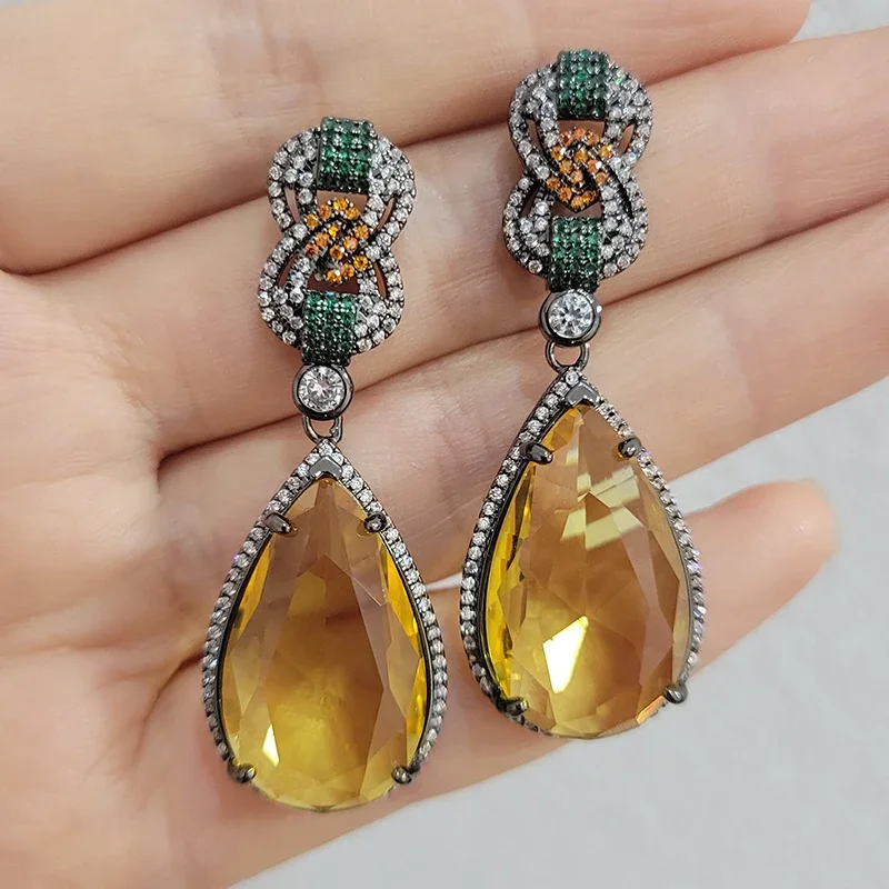 

Wedding Evening Party Earrings for Women 2022 Cubic Zirconia Water Drop Dangle Earrings Women Luxury Jewelry Gift Wife Mom