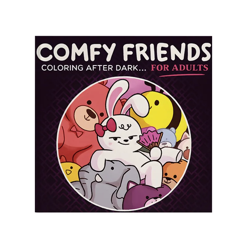 Comfy Friends Coloring Book For Adults Cute Bunny Bear Elephant Chick Cozy Wildlife Intricate Pattern Stress Relief Drawing Book