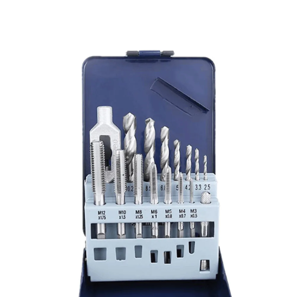 

15Pcs Thread Tap Set with Holder Includes M3- Taps and Matching Drill Bits for Precise Manual Threading Work