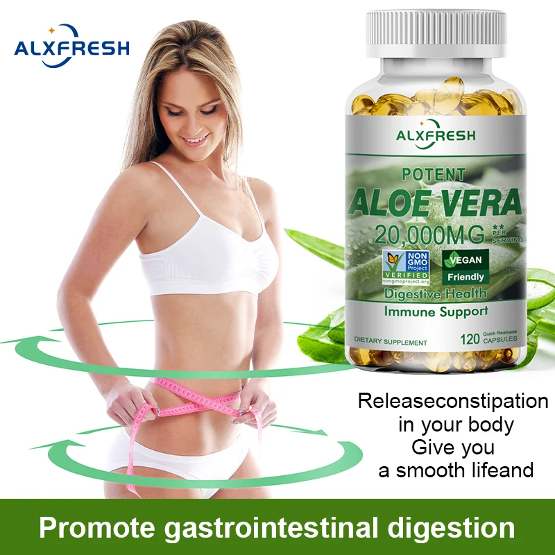 

Alxfresh Natural Anti-obesity Aloe Vera Extract Capsules Detox Toxin Accumulation Clearing intestines Weight Loss Beauty Health