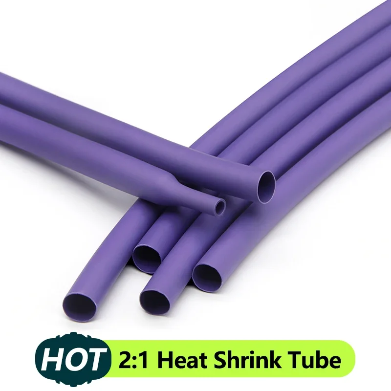 

1M~30M Purple 2:1 Heat-shrink Tubing Diameter 1~ 80mm Heat Shrink Tube Wire Repair Protector Cable Connector Insulation Sleeving