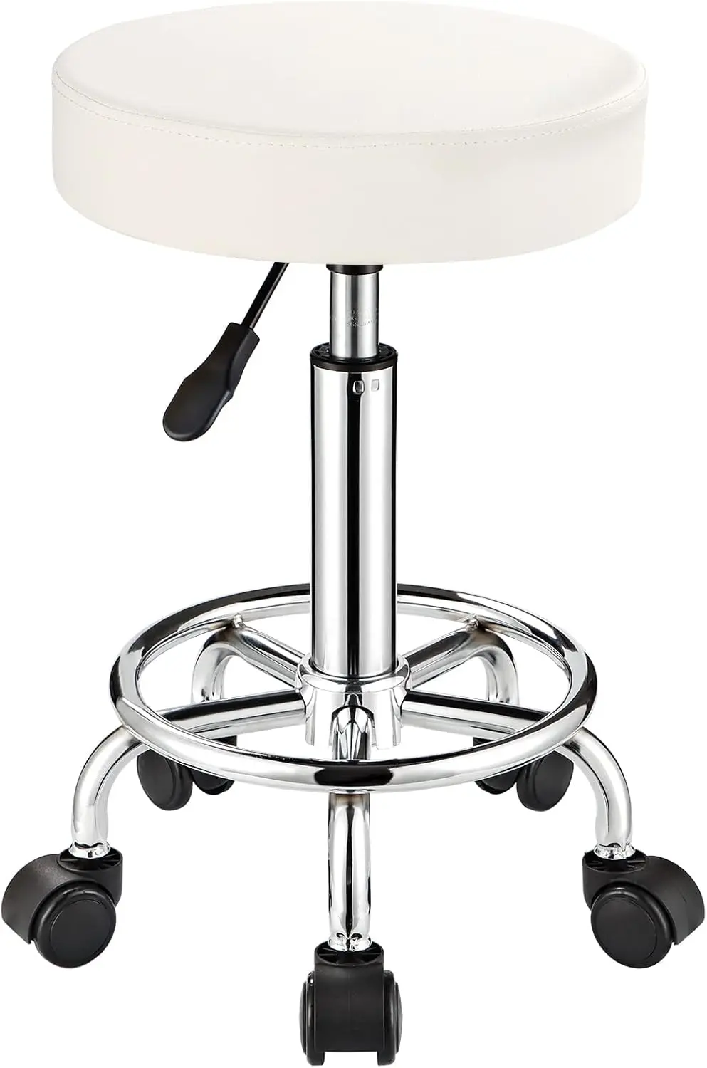 

Adjustable Stool With Wheels Round Rolling Stool For Spa Salon Massage Office Stool Chair White