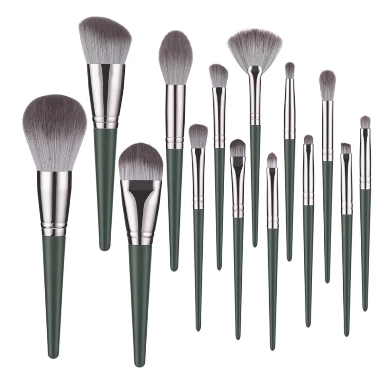 New14Green Cloud Makeup Brush Set Cangzhou Li Student First Encounter Soft Loose Powder Eye Brush أدوات التجميل