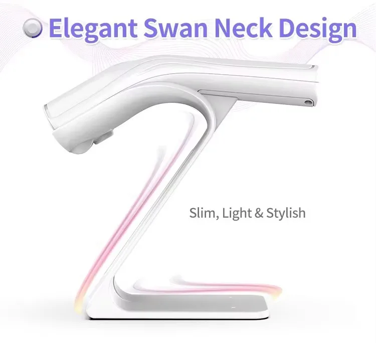 White 1D 2D Barcode Scanner with Stand Automatic Sensing Hands Free Fast Scan Reader for Supermarket Courier Convenience Store