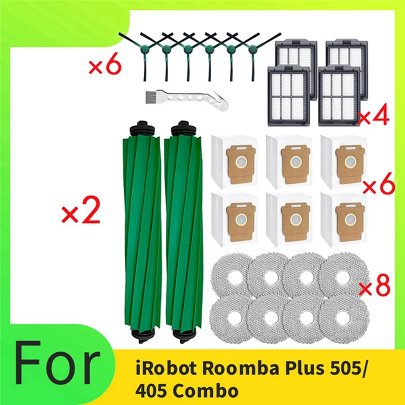 B15C ملحقات آلة الكنس 27 قطعة مجموعة لـ Irobot Roomba Plus 505/405 فرشاة كومبو الرئيسية، فرشاة جانبية، ممسحة، فلتر، كيس غبار