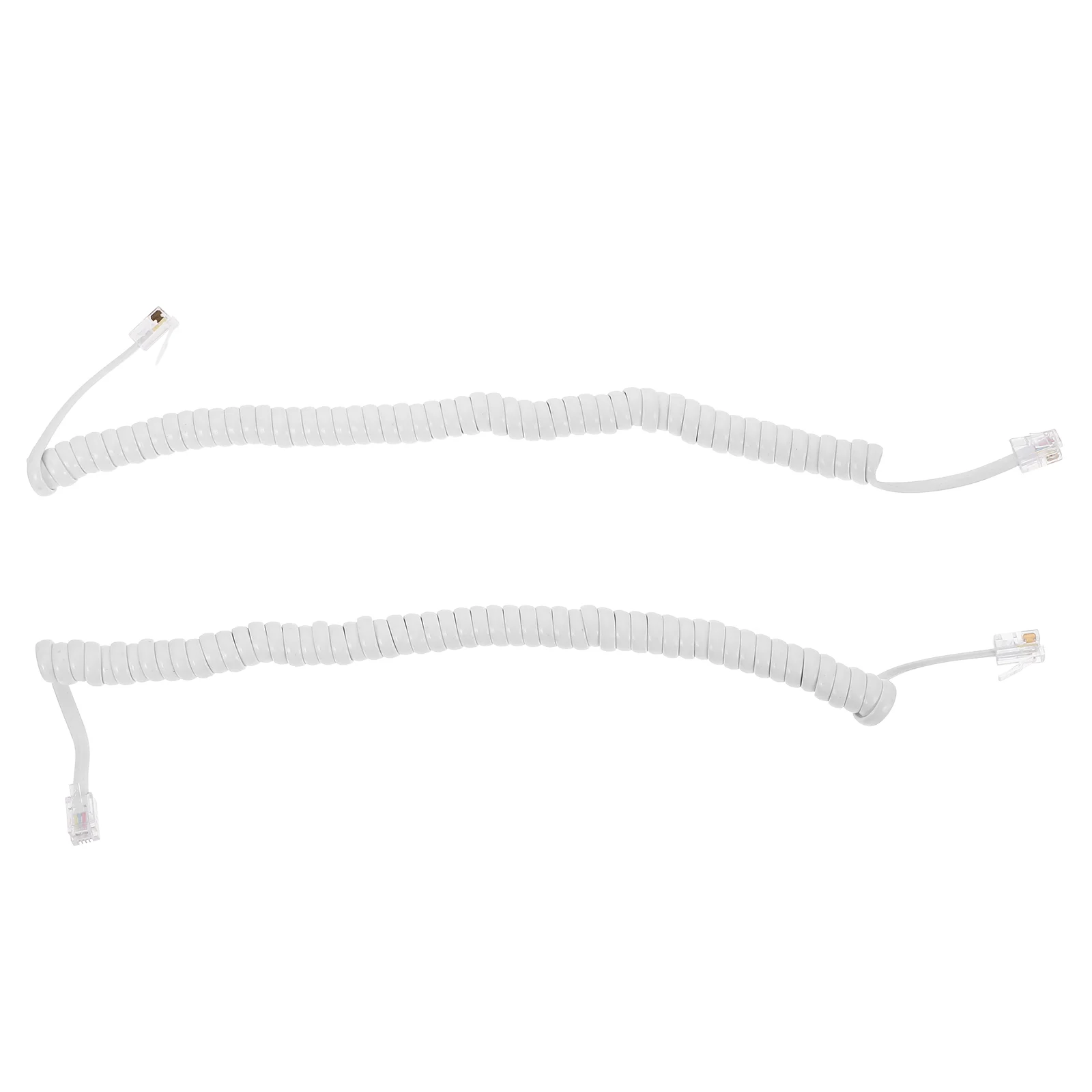 2 Pcs Corded Telephone Landline Spring Spiral Coiled Cords High Elasticity Extension Cable White Abs