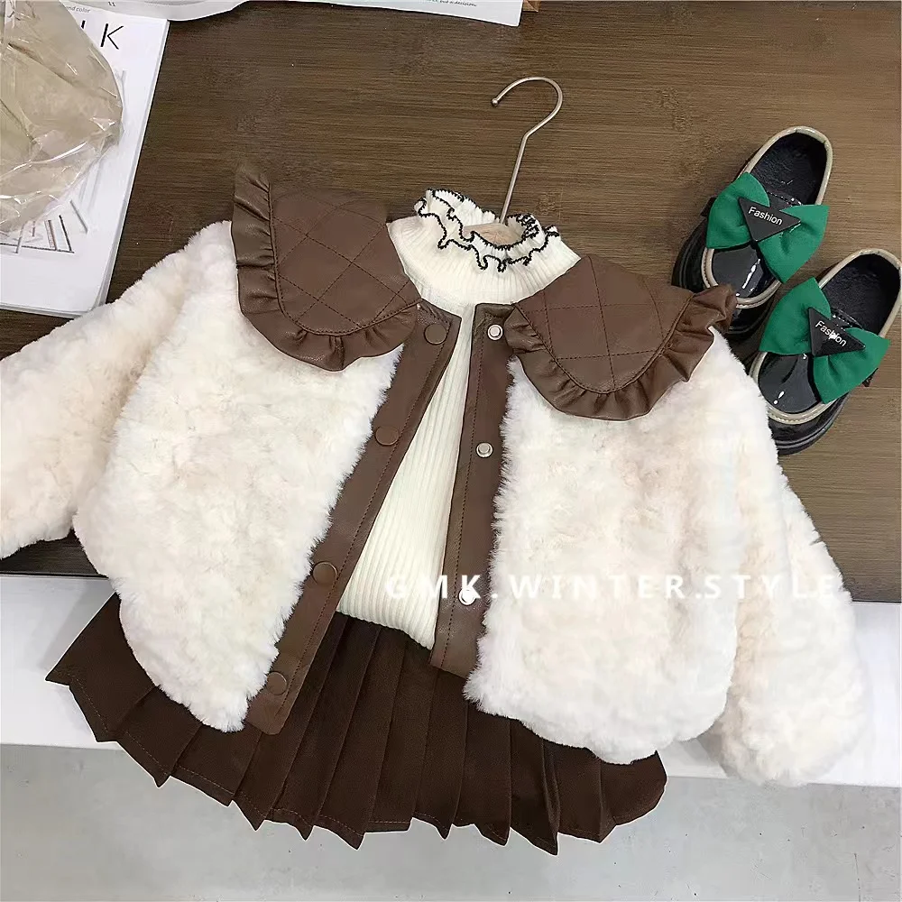 Coats Winter New Girls Children Clothing Versatile Furs Cotton Fashion Outerwea Warm