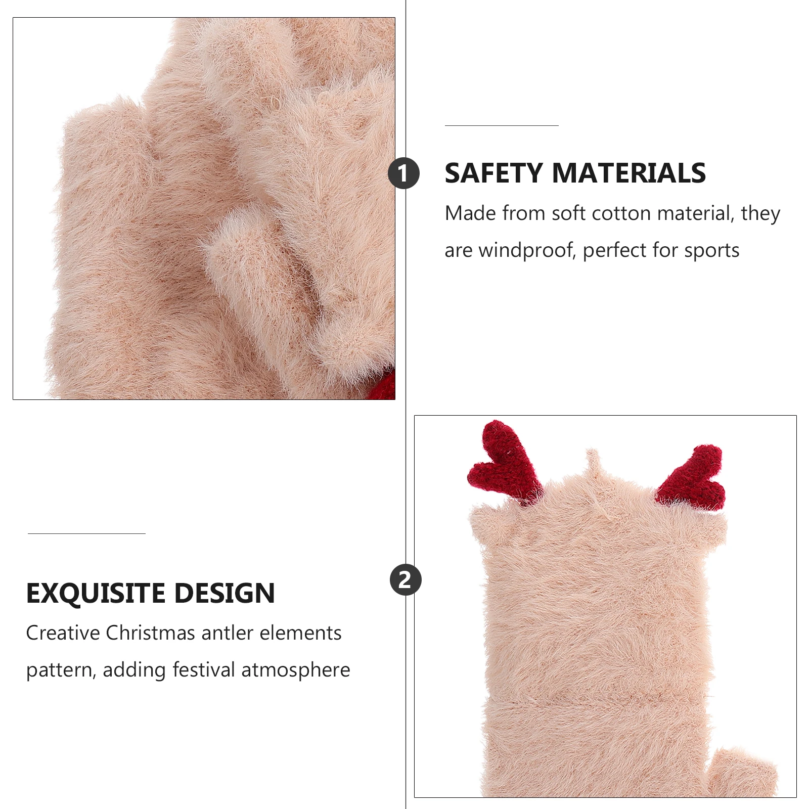 

to Weave Fleece Antler Gloves Miss Fingerless Imitation Women Warm Cartoon