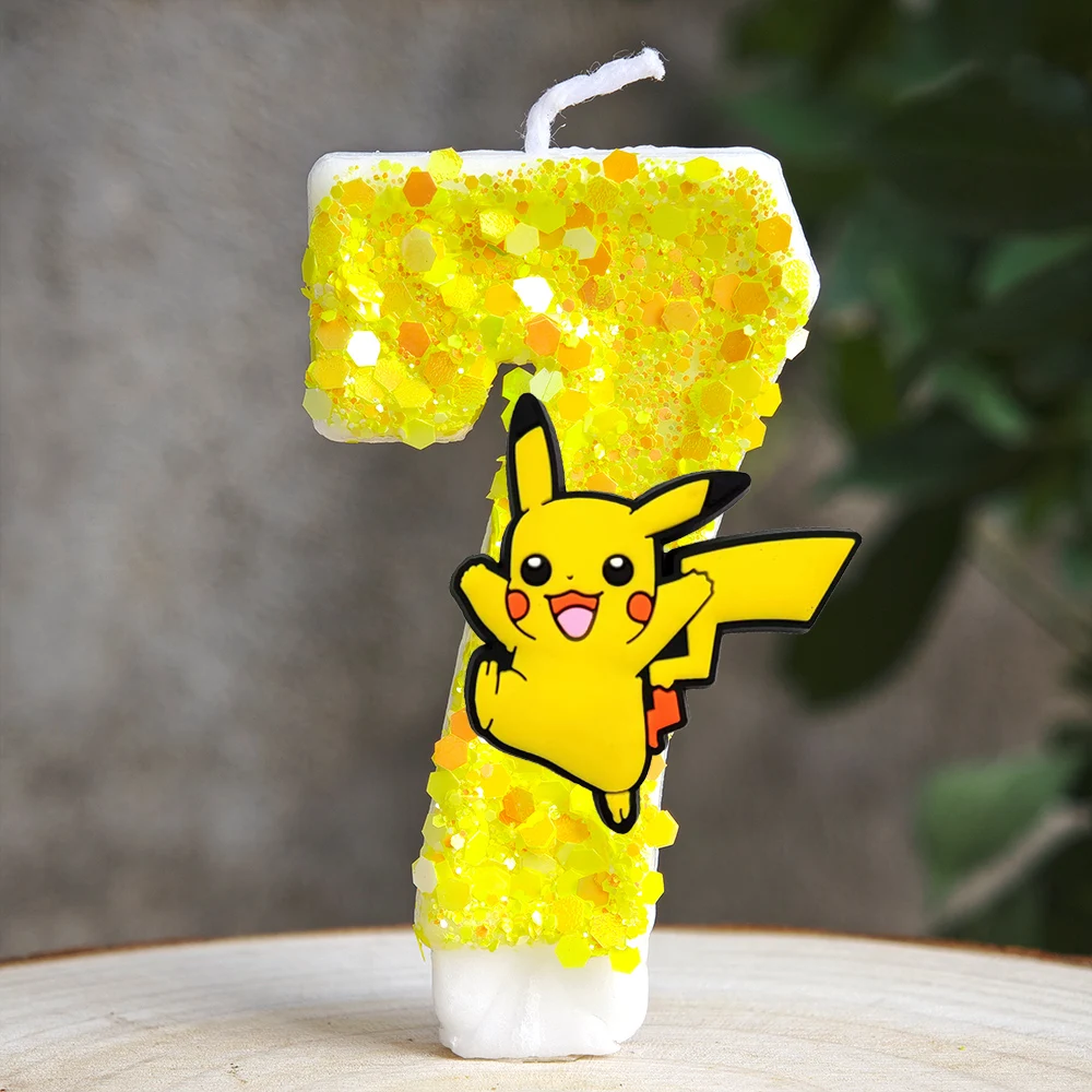 Pokemon Pikachu Kerze Cartoon 0-9 Nummer Geburtstagskerze Kind Babyparty Geburtstag Plug-in Kuchen Party Charakter Geschenkzubehör