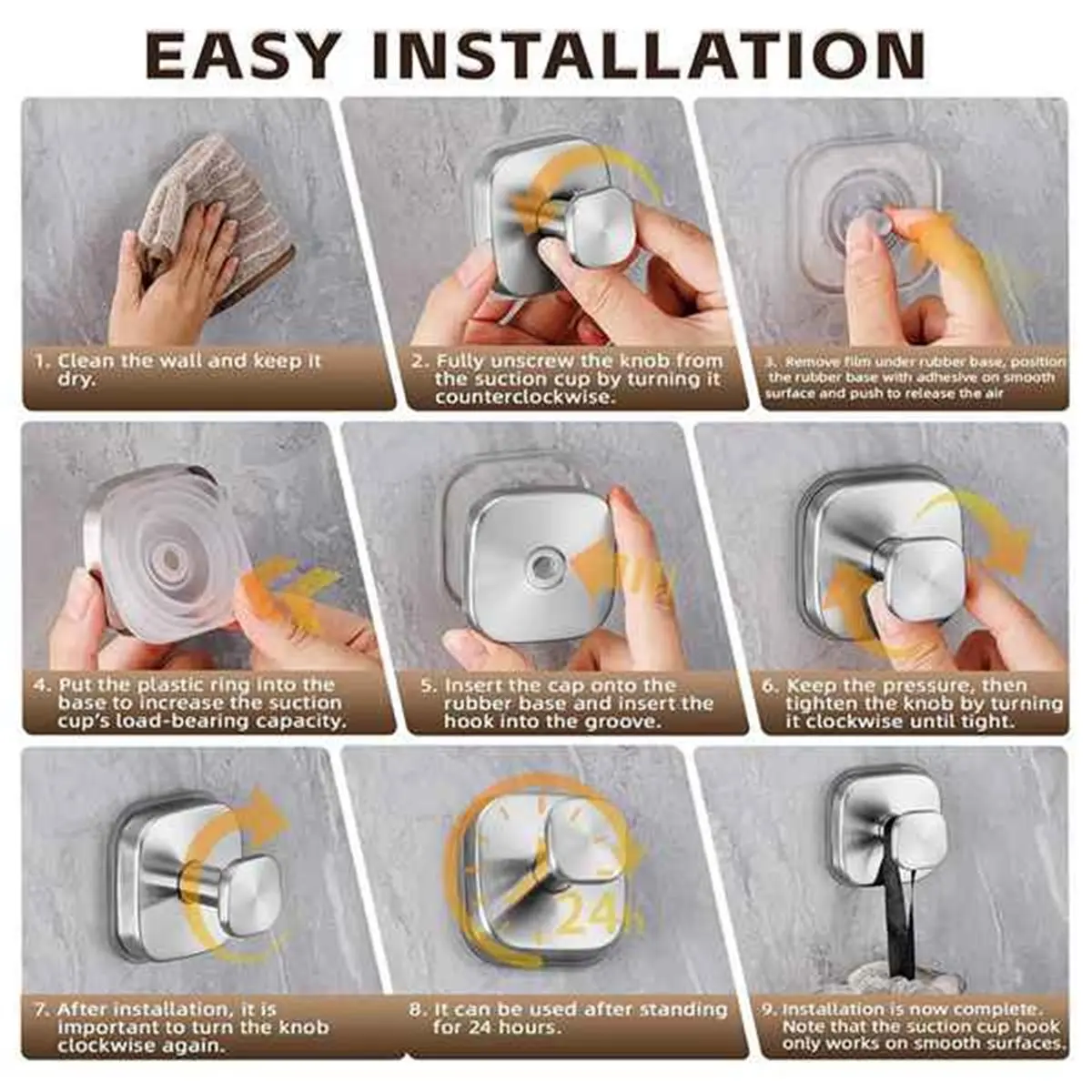 Heavy-Duty Reusable Suction Cup Hooks for Towels, Robes, Loofahs & Wreaths - No Drill Mounting on Glass, Tile, 2Pack