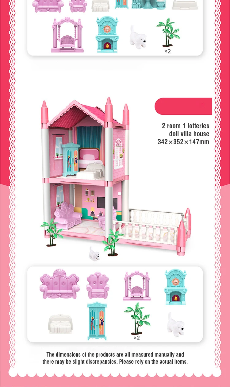 Mädchen Puppenhaus Spielzeug Kinder Pretend Spielen Puppenhaus Villa Patchwork Traum Möbel Hause Puppenhaus für Kinder Weihnachten Spielzeug Geschenke – Detail 14