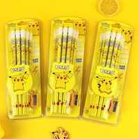 12Pcs Kawaii Anime Pokémon Pikachu Pencil Set Cartoon School Teacher Office Stationery Supplies Student Prize Girl Birthday Gift