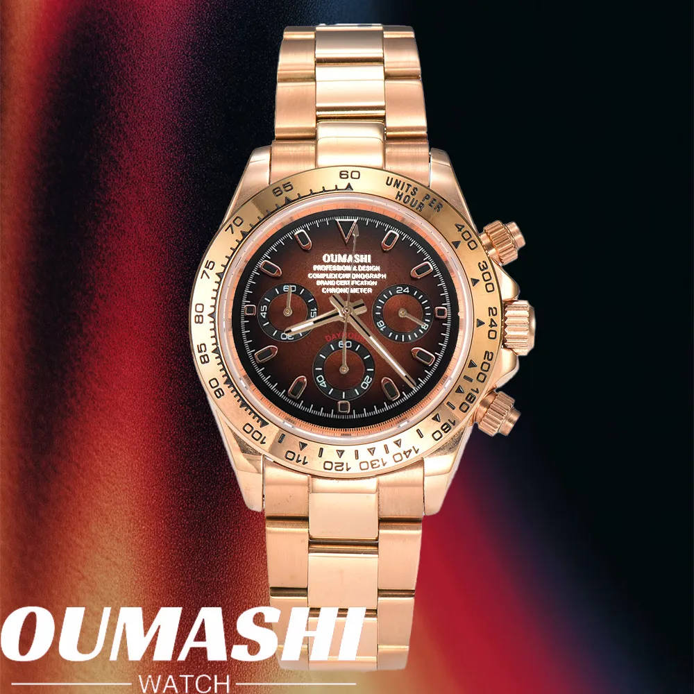 Business 39mm VK63 Watch Men's Chronograph Sapphire glass VK63 Movement Gradient dial luminous hands stainless steel men's watch