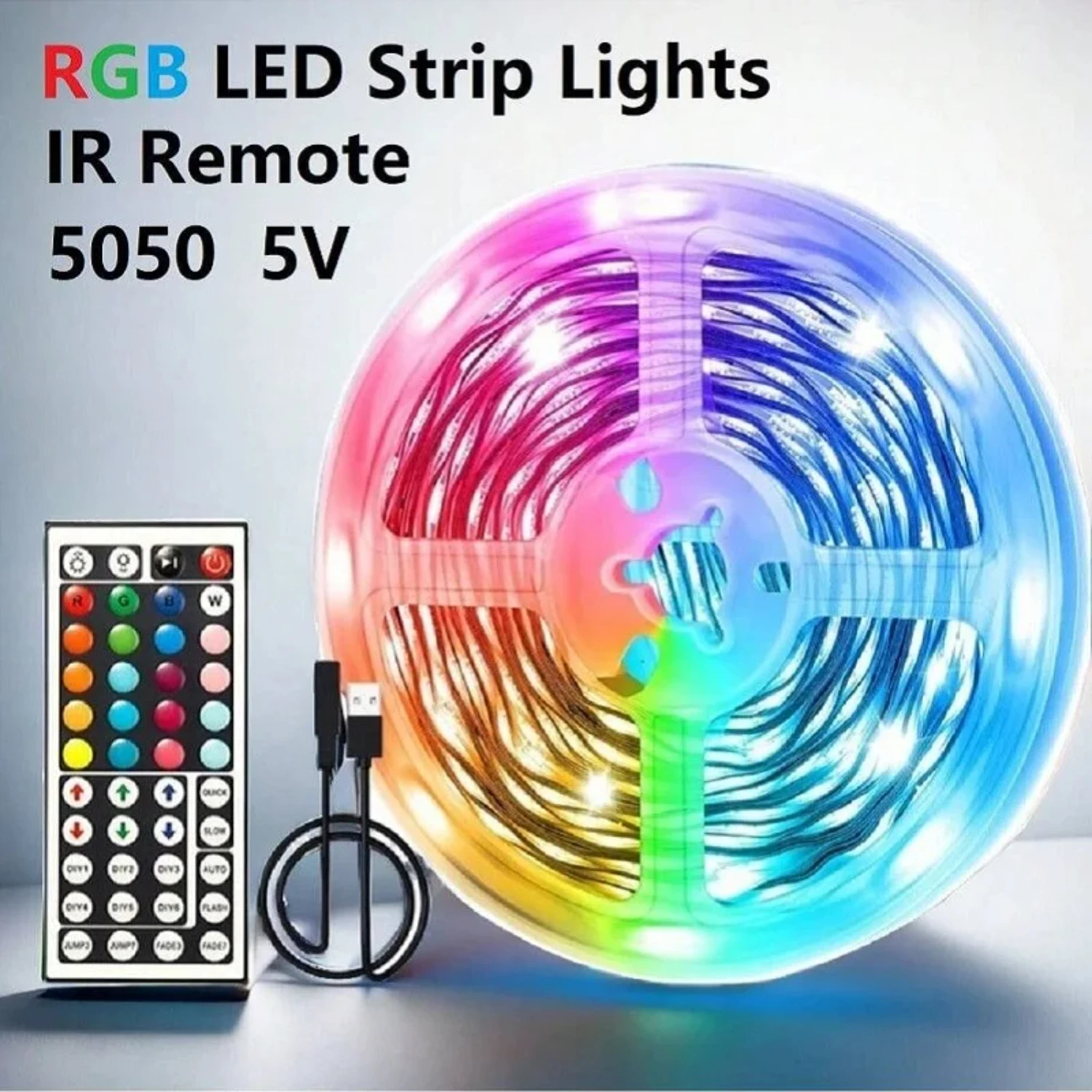 5V USB  Strip Lights RGB 5050 Bluetooth Flexible Lamp Tape Luces 44K  Lights  Room Decor Christmas Lights TV Backlight V light V