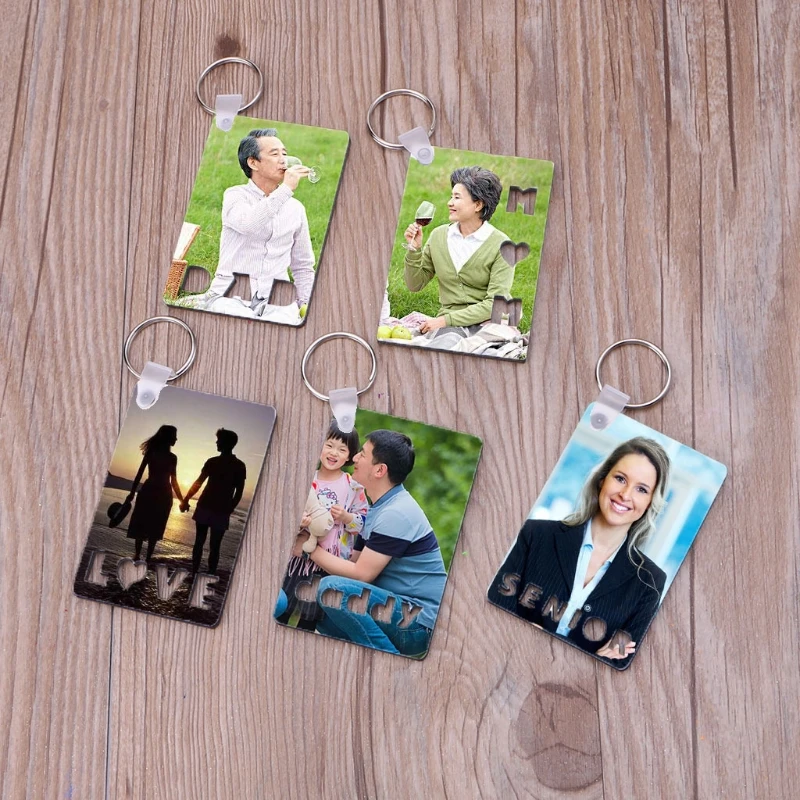 Sublimation Blank Keychain Heat Transfer Keychain Printed MDF DIY Blank Keychain with for Key Rings for Present Making