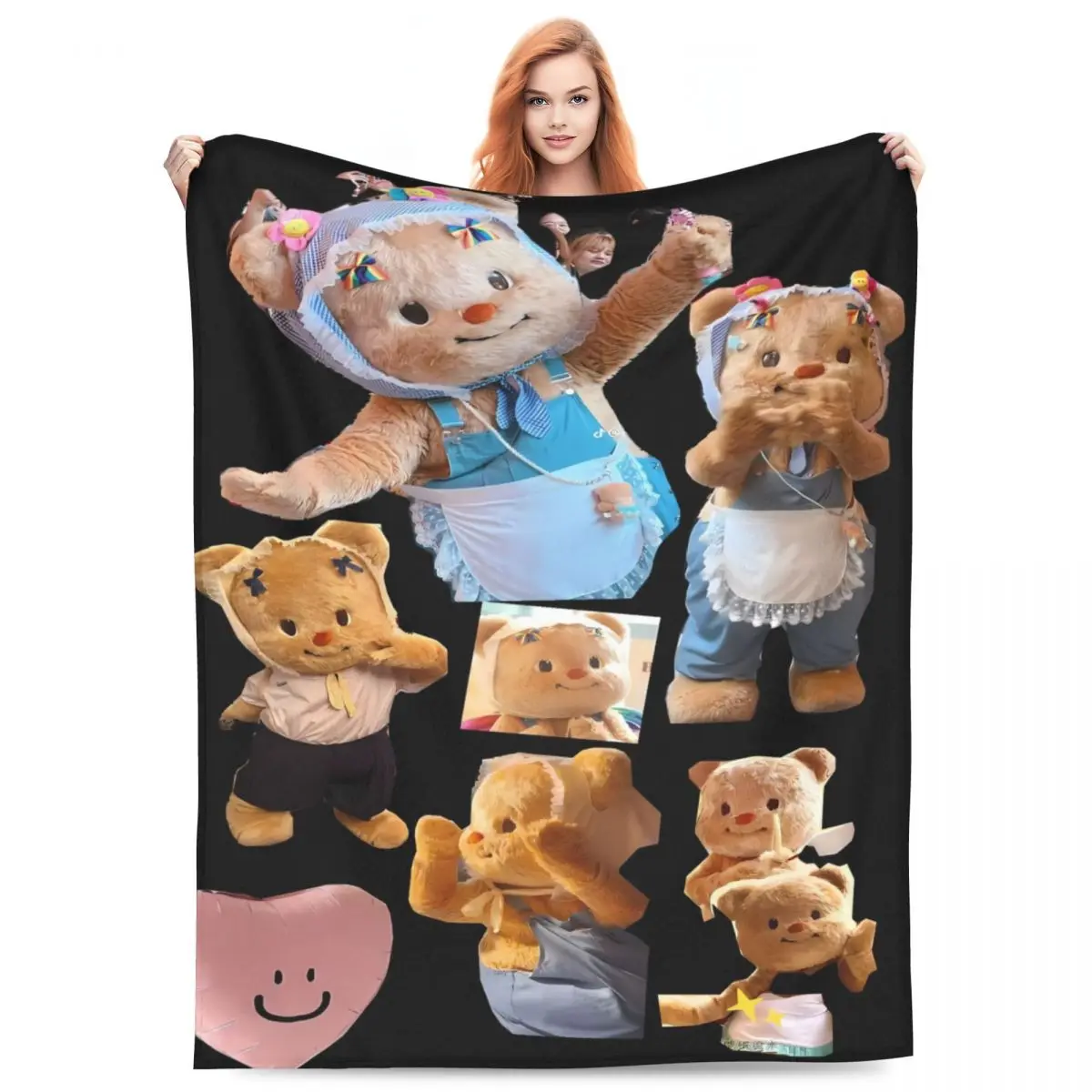 Cute Cartoon ButterBear Blanket Super Warm Fluffy Plush Throw Blanket For Living Room Travel Office Flannel Bedspread Bed Cover