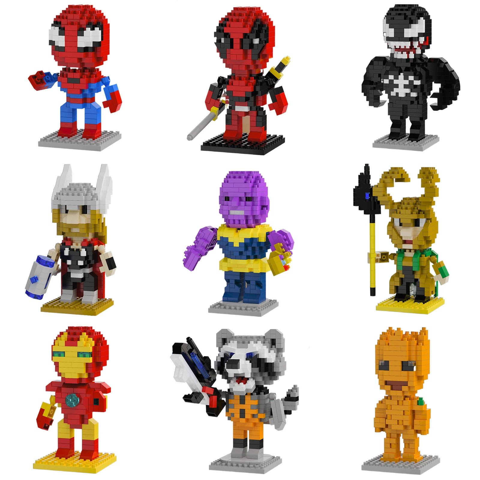 Marvel Legends Building Blocks Brick Deadpool Spider Man Building Blocks Iron Man Loki Cartoon Character Toys For Children Gifts