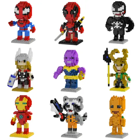 Marvel Legends Building Blocks lega Deadpool Spider Man Building Blocks Iron Man Loki Cartoon Character Toys For Children Gifts