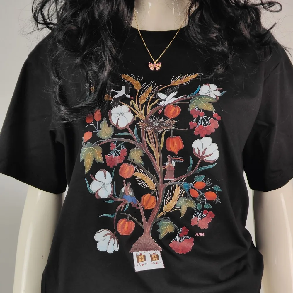 Unisex Vintage Floral Shirt Graphic Tee with Ukrainian Embroidery Pattern Aesthetic Vyshyvanka-Inspired Tops High Quality Cotton view 5