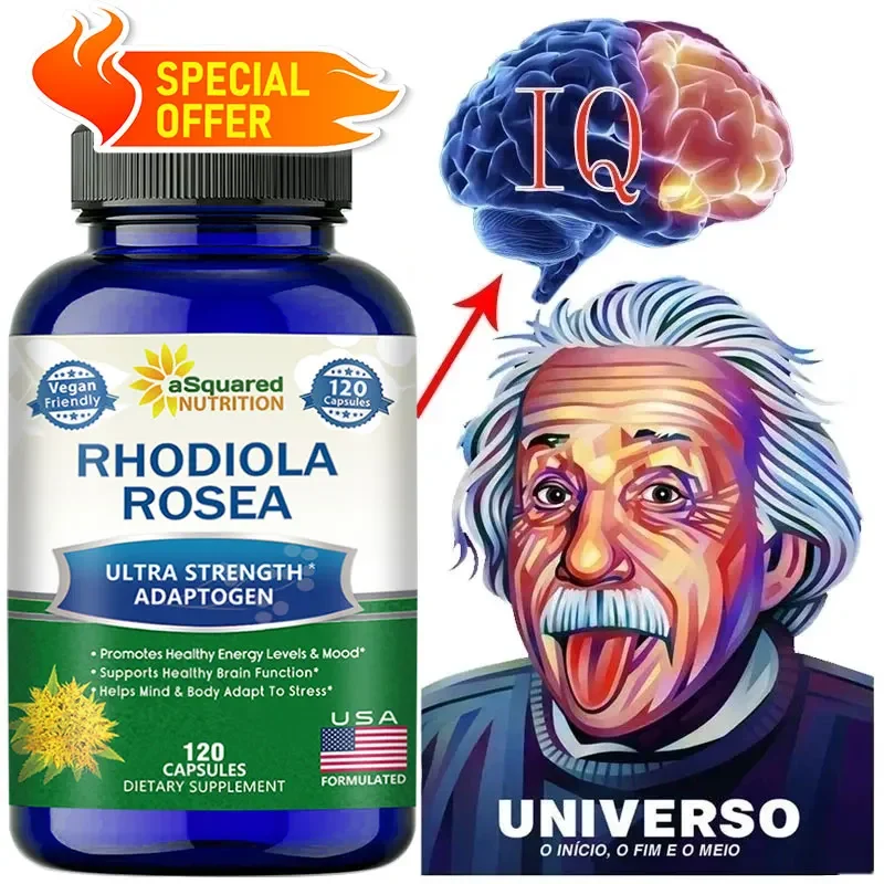 Rhodiola Rosea Max Supplement - 120 Capsules - Golden Root Herb for Stress Relief, Mood, Focus and Energy 1000 mg