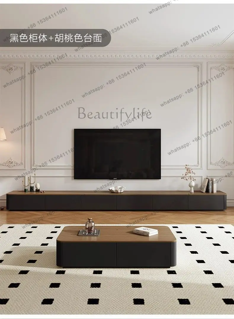 Retro Floor-standing TV Cabinet and Coffee Table Set Simple Modern High-end Cabinet