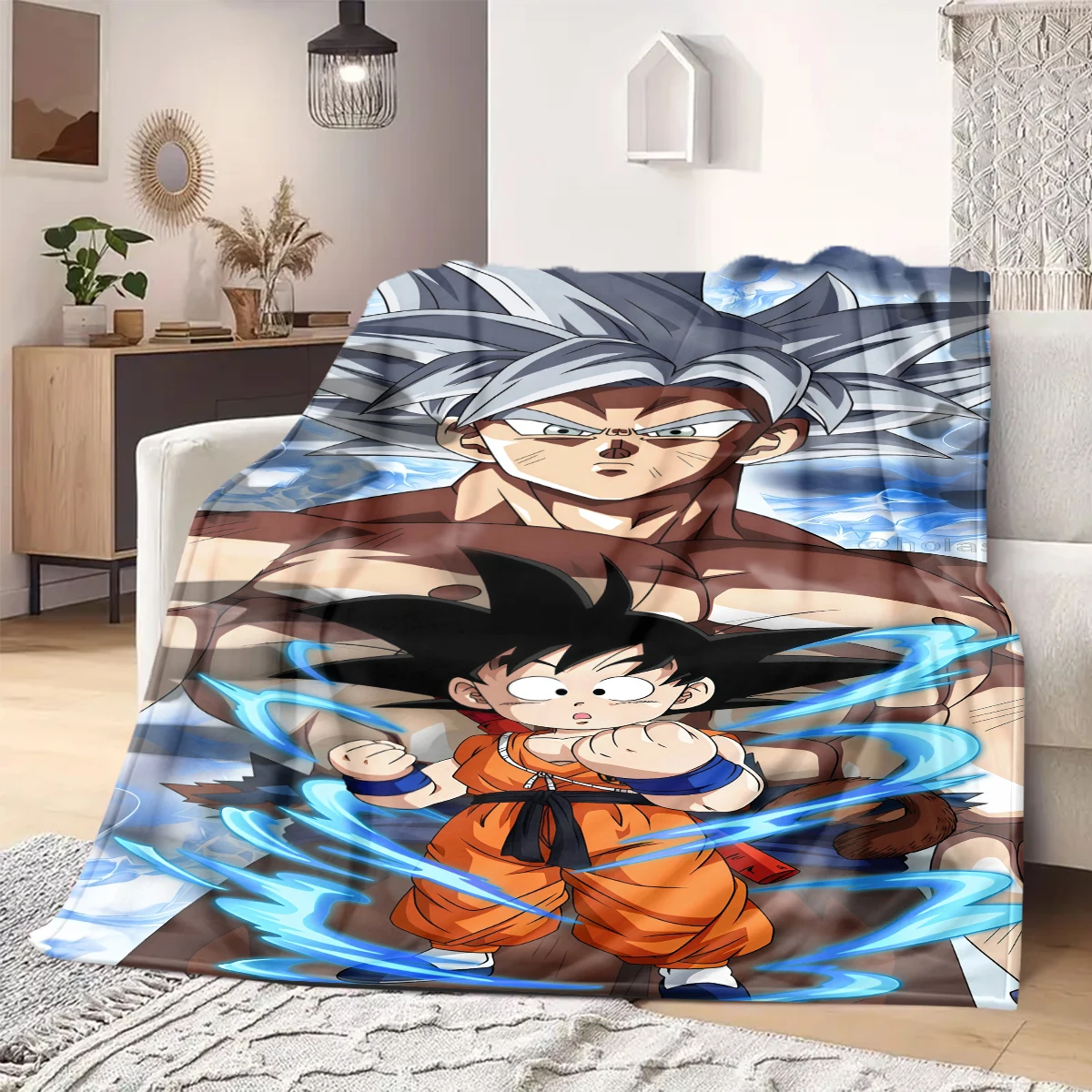 Dragon Ball Z Print Blanket Warm Comfortable Flannel Blanket Suitable for Bedrooms,Sofas, Beds,Chairs,Travel -QIAO25