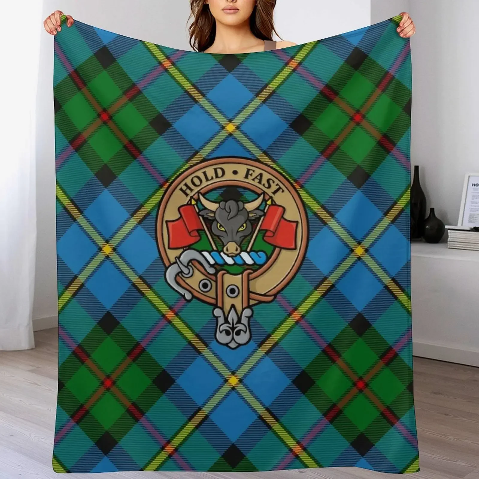 

Clan MacLeod Crest Throw Blanket Cozy Napping Blanket Gift for Mom Dad