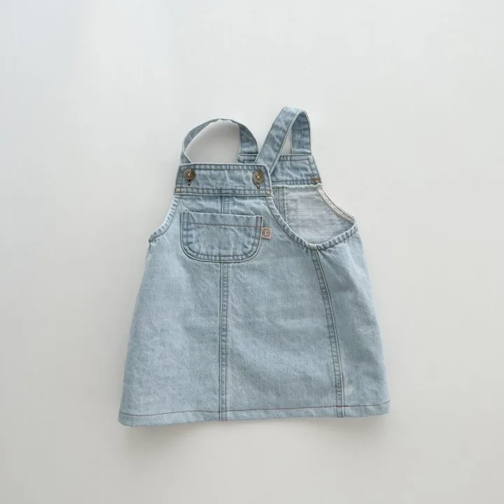 2024 Spring New Children Sleeveless Strap Dress Baby Girl Solid Casual Dress Toddler Cute Striped Denim Dress Kids Clothes