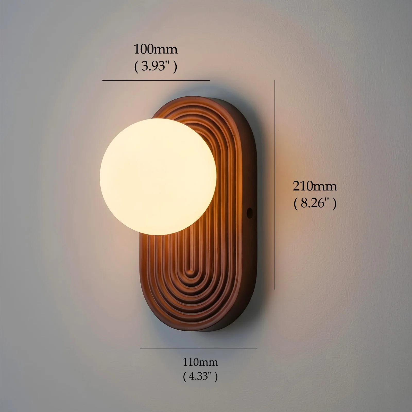 Oval waves runway Walnut Wood, Modern Wabi-Sabi Vintage French Simple, Wall Sconce Light for Living Room, Dining Room, Bedroom